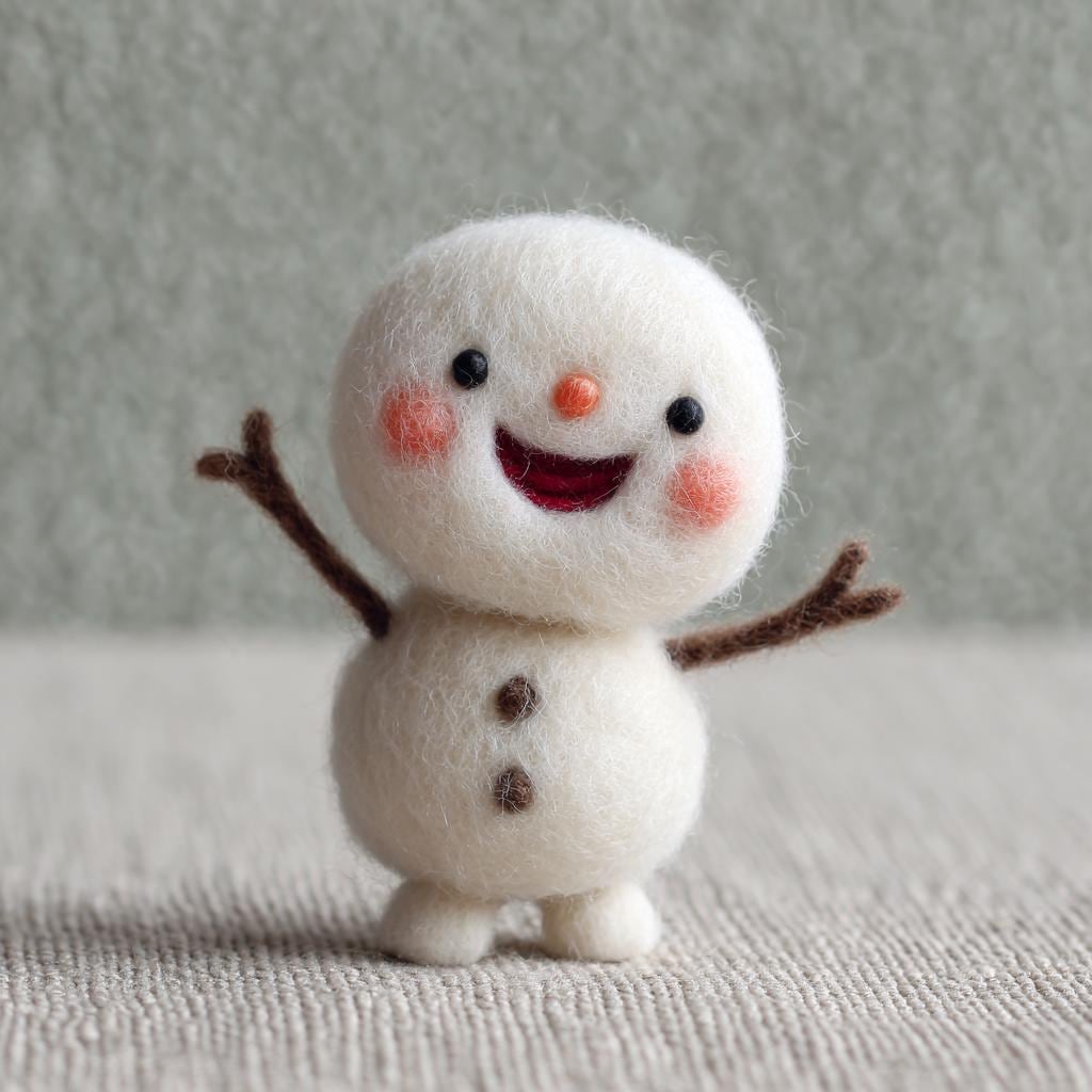 Wool Felt Christmas Snowman Set – Handmade Needle Felted Figurines, Christmas Tree Ornament Gift and Holiday Gift for Christmas Lovers