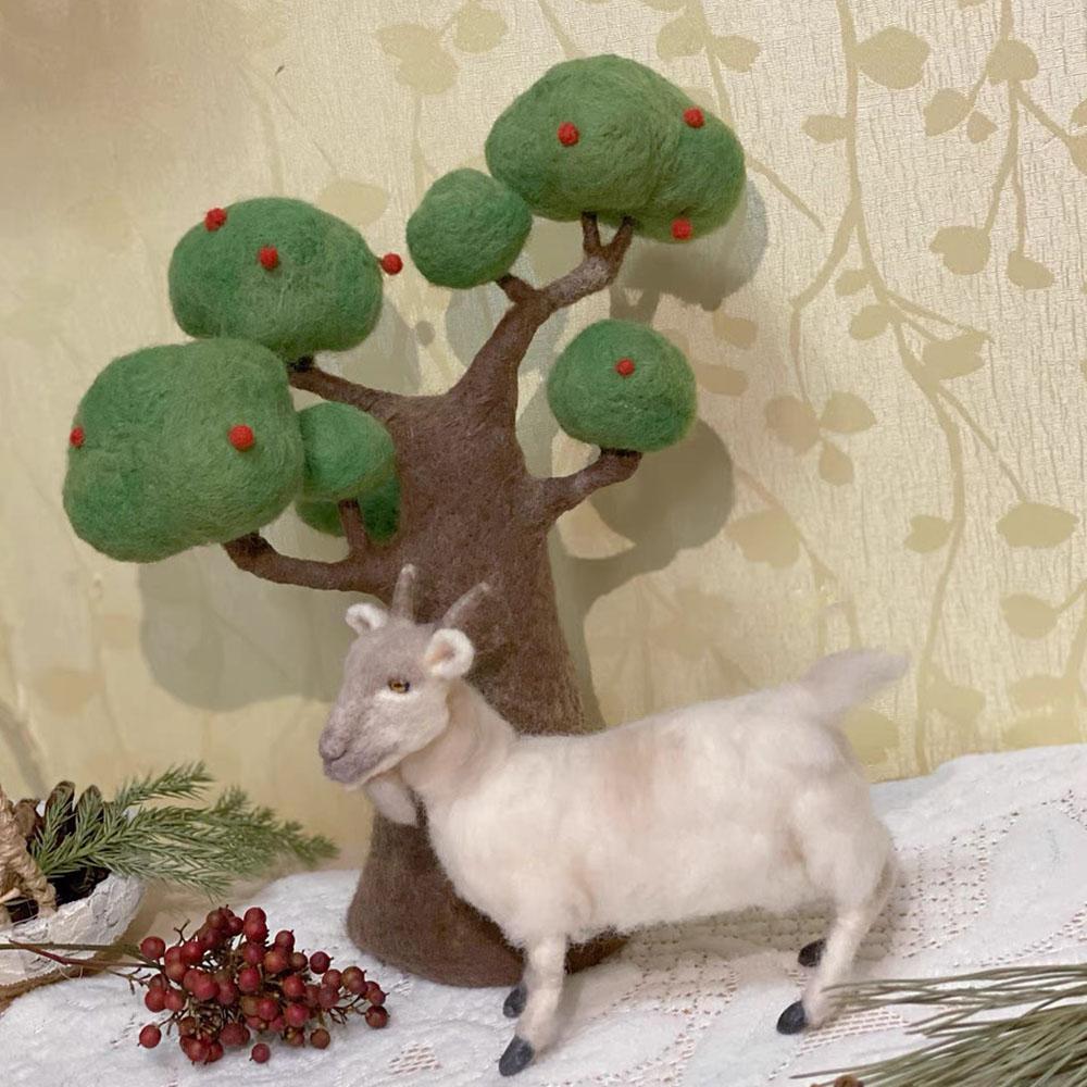 Handmade Wool Felt Goat – Waldorf Inspired Toy, Nature Play Gift,Needle Felted Goat Figurine – Montessori & Waldorf Farm Animal Toy