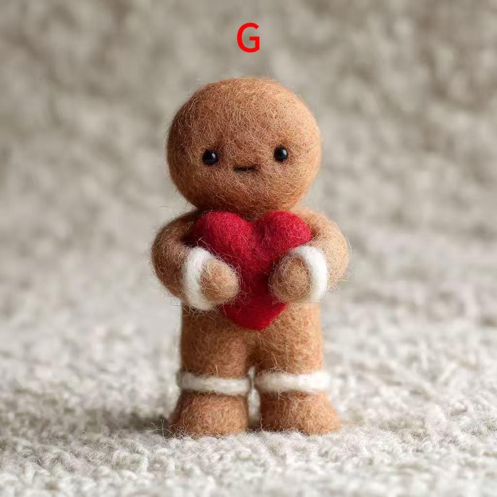 Handmade Needle Felted Gingerbread Man – Wool Felt Christmas Ornament with Candy Cane or Lollipop, Perfect for Christmas Tree Ornament