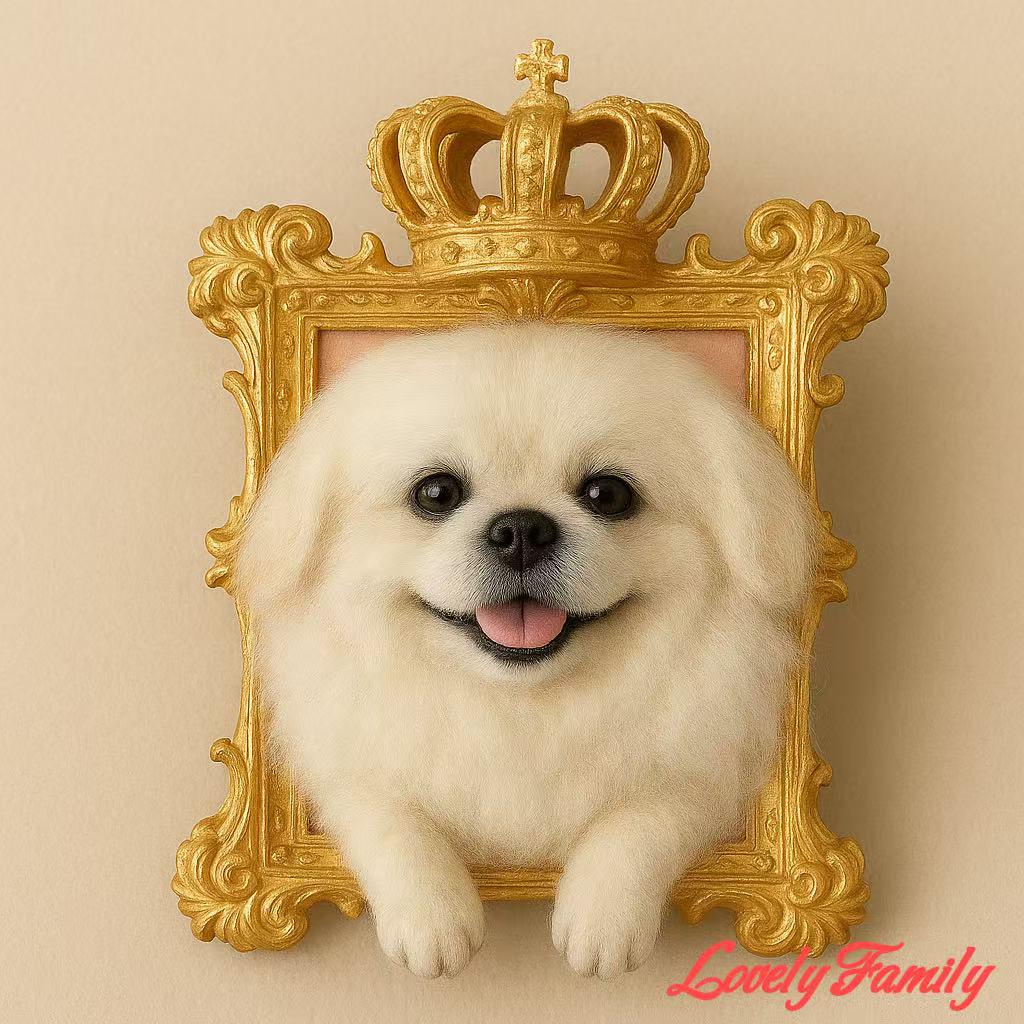 Custom Wool Felt Dog Portrait: 3D Pet Memorial in Vintage Frame