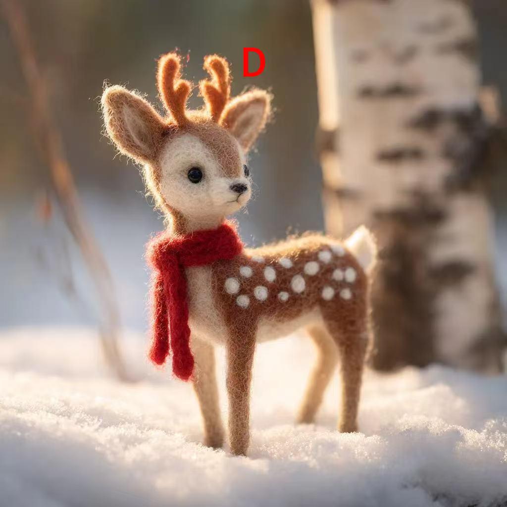 Handmade Felt Deer Figurine – Cute Wool Felt Animal, Christmas Gift for Kids and Family，A Charming Handmade Christmas Tree Ornament Gift