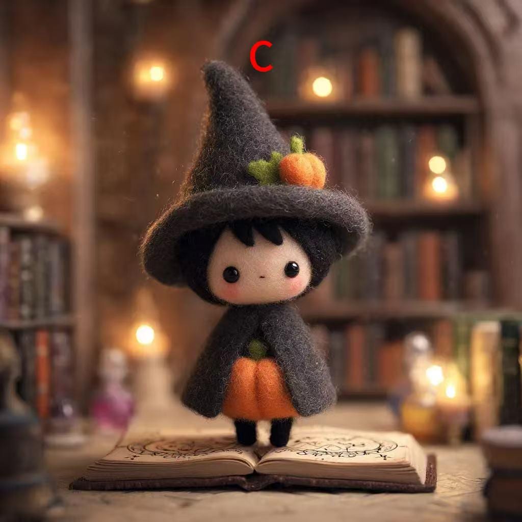 Pumpkin Spell Companions – Handmade Wool Felt Witch & Mouse Figurines, Cute Halloween Pumpkin Decor, Cozy Spooky Fall Gift Set