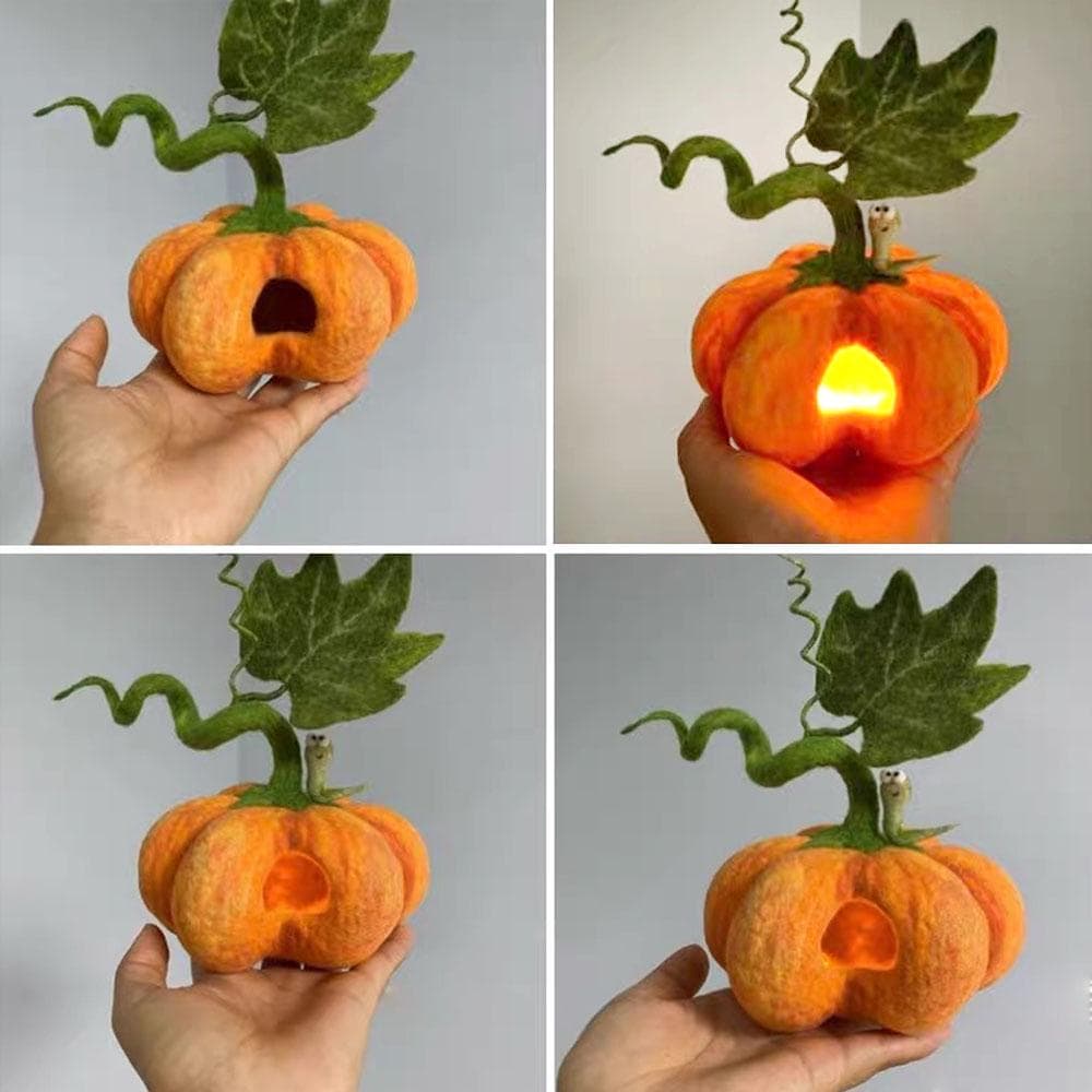 Handmade Wool Felt Pumpkin House – Waldorf Inspired Toy for Kids,Needle Felted Pumpkin Fairy House – Nature Play Toy, Montessori Gift