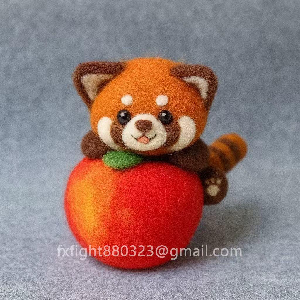 Needle Felted Red Panda: Handmade Wool Figurine, Collectible Decor