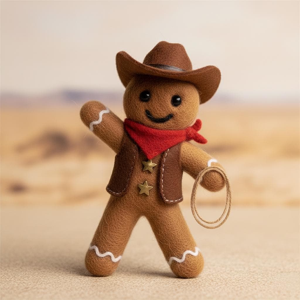 Handmade Needle Felted Gingerbread Family – Cute Wool Felt Christmas Ornaments, Winter Home Decor, Holiday Gift for Friends or Kids