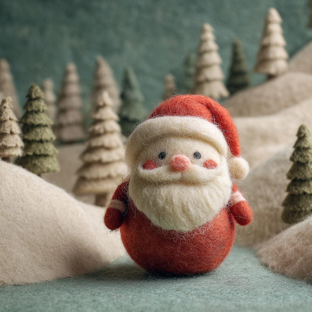 Handmade Needle Felted Santa Claus – 3 Inch Wool Christmas Ornament, Cute Holiday Decor, Mini Santa Gift for Christmas Tree or Home