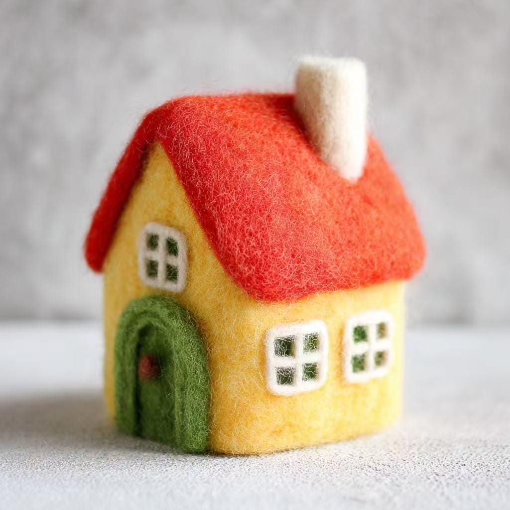 Wool Felt Christmas Village Ornament – Handmade Felt House Hanging Decor, Winter Cottage Tree Ornament, Cute Holiday Gift for Home Lovers
