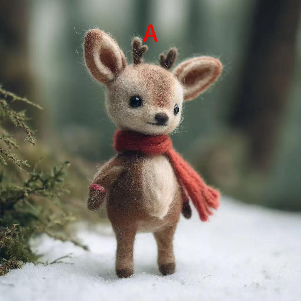 Handmade Felt Deer Figurine – Cute Wool Felt Animal, Christmas Gift for Kids and Family，A Charming Handmade Christmas Tree Ornament Gift