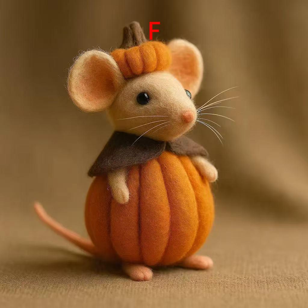 Needle Felted Halloween Pumpkin Mouse – Handmade Wool Felt Figurine – Cute Spooky Fall Decoration, Rustic Autumn Gift Idea