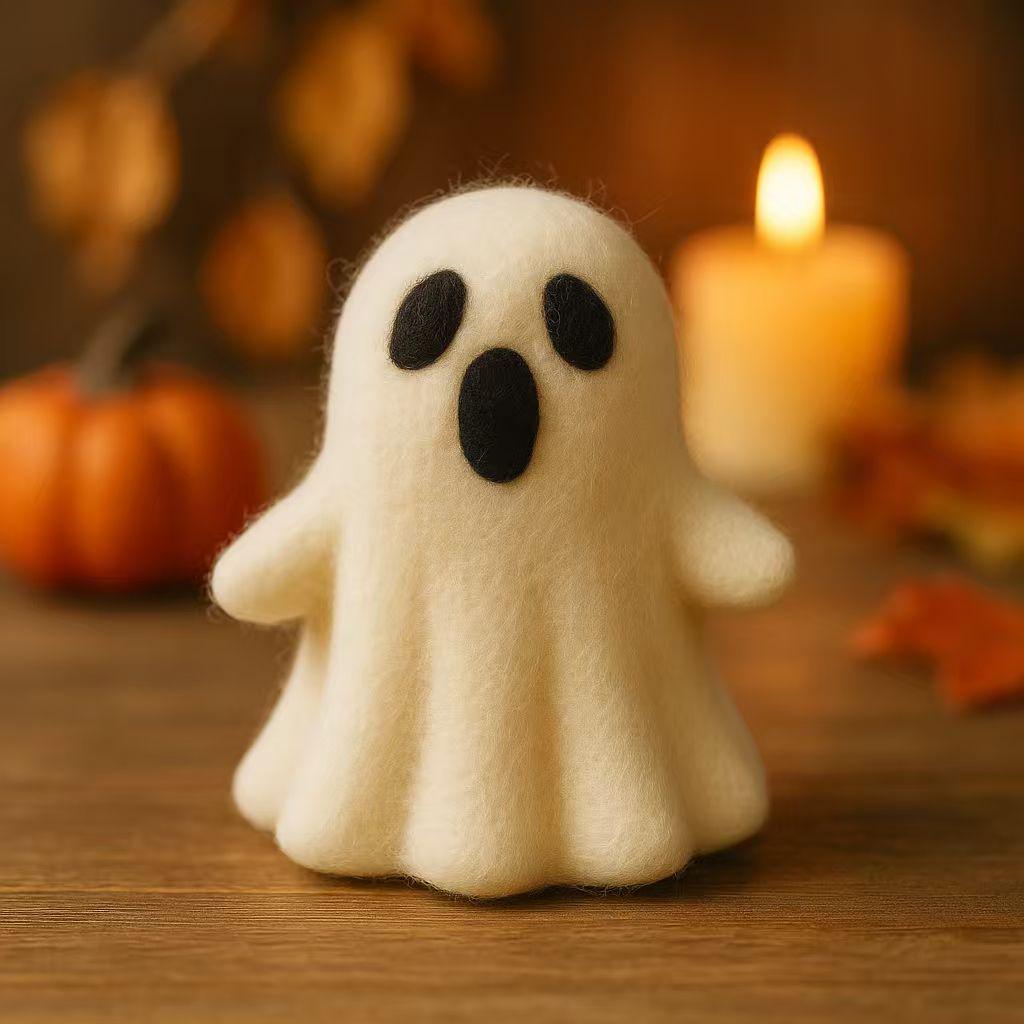 Felted Wool Jack O’Lantern Pumpkin – Handmade Needle Felted Halloween Decor, Cute Spooky Fall Ornament for Table Centerpiece and Gift