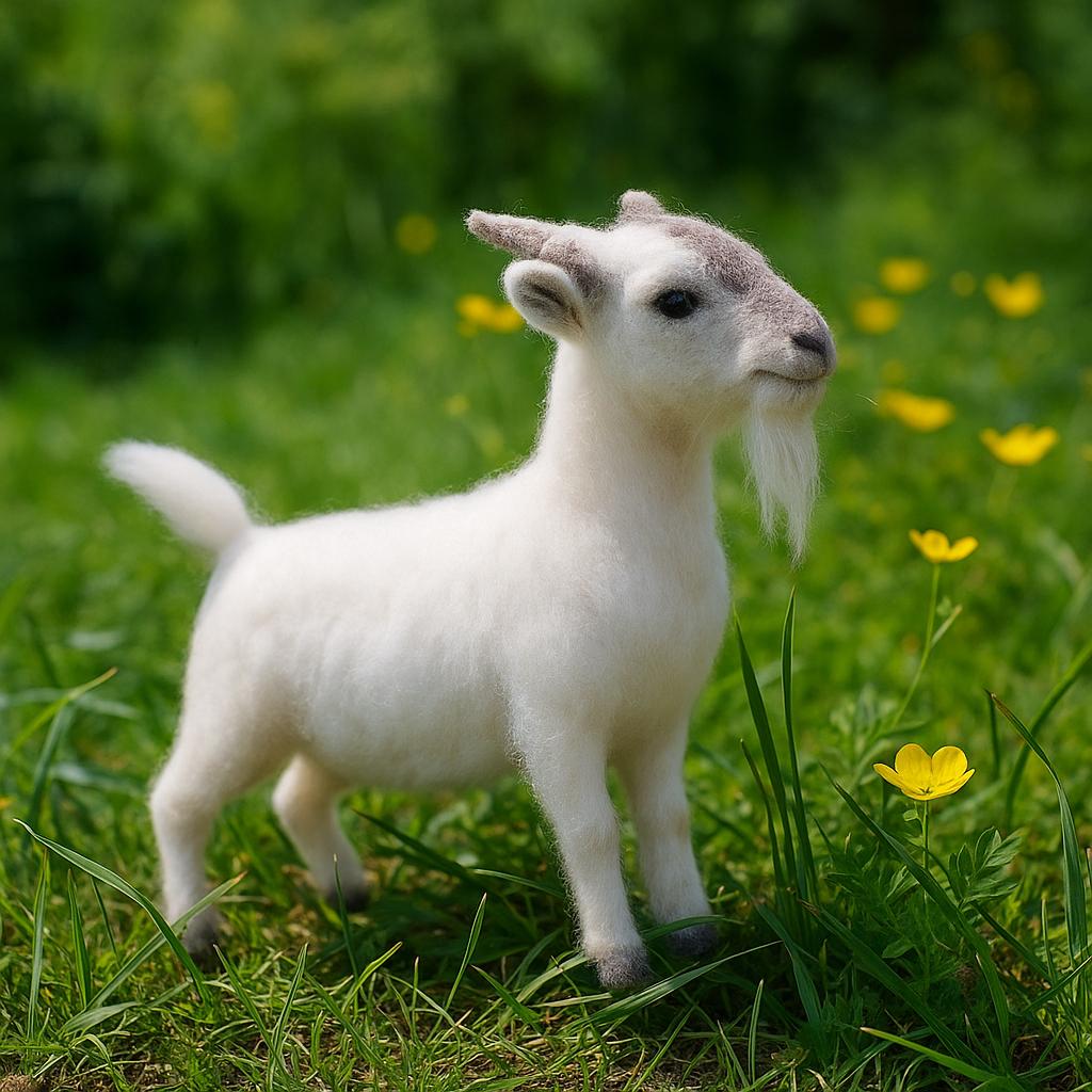 Handmade Wool Felt Goat – Waldorf Inspired Toy, Nature Play Gift,Needle Felted Goat Figurine – Montessori & Waldorf Farm Animal Toy
