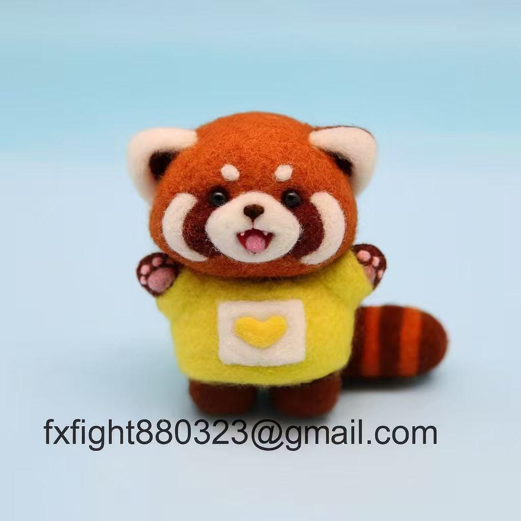 Needle Felted Red Panda: Handmade Wool Figurine, Collectible Decor