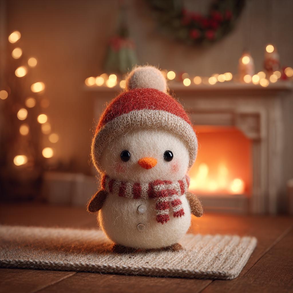 Handmade Wool Felt Penguin – Cozy Christmas Friends, Bear, Bunny & Snowman Figurines, Perfect as a Christmas Tree Ornament Gift