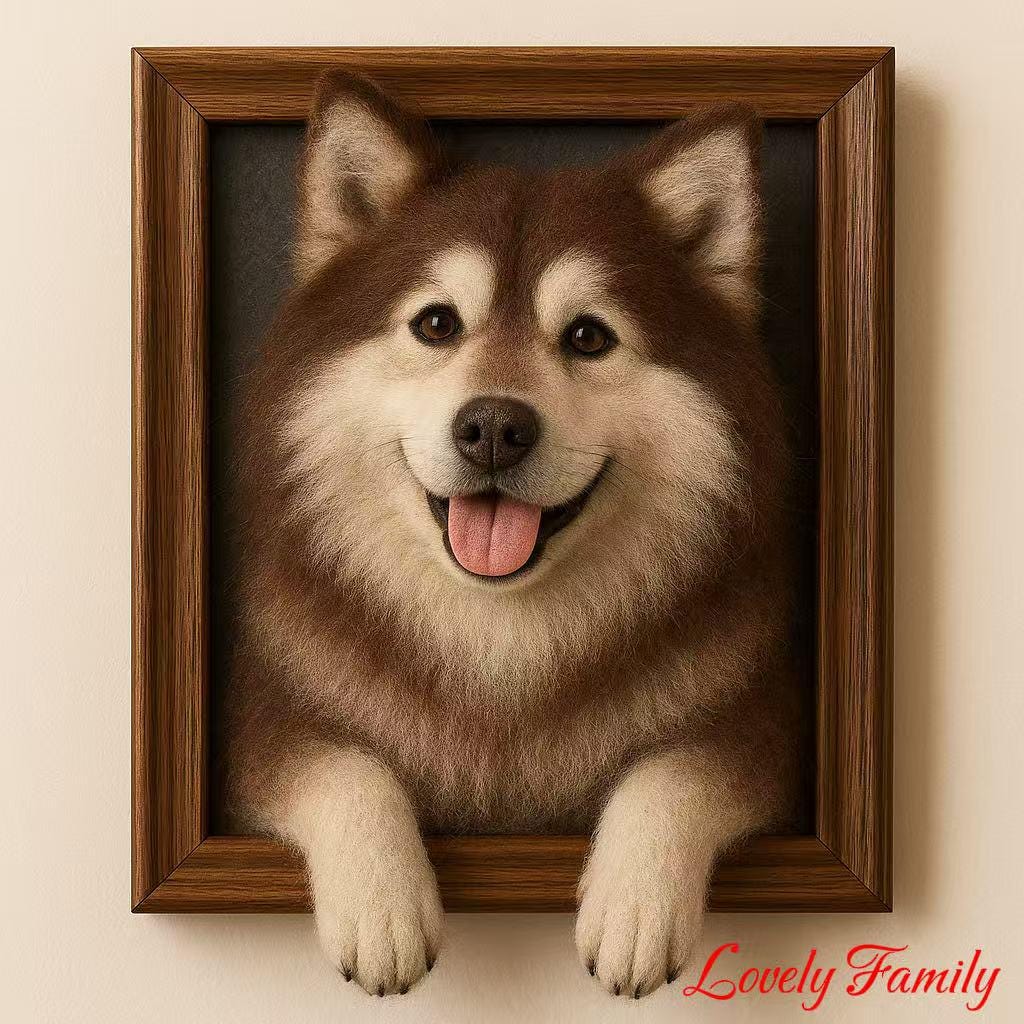Custom Needle Felted Pet Portrait: Alaskan Malamute Wool Sculpture