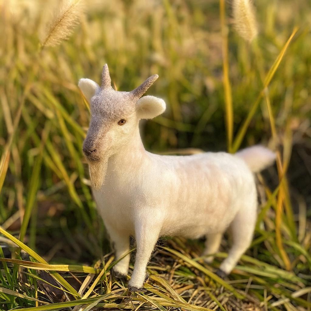 Handmade Wool Felt Goat – Waldorf Inspired Toy, Nature Play Gift,Needle Felted Goat Figurine – Montessori & Waldorf Farm Animal Toy