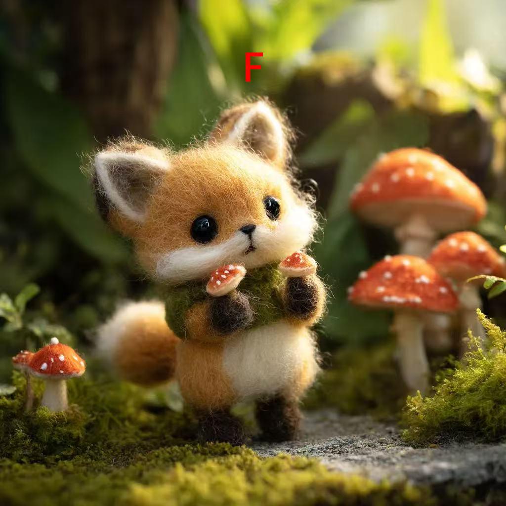 Handmade Needle Felted Woodland Doll – Forest Elf, Fox, and Little Red Girl, Wool Felt Figurines, Perfect for Christmas Tree Ornament