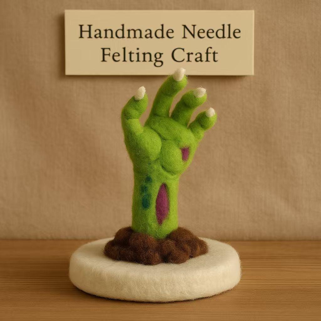 Felted Wool Jack O’Lantern Pumpkin – Handmade Needle Felted Halloween Decor, Cute Spooky Fall Ornament for Table Centerpiece and Gift