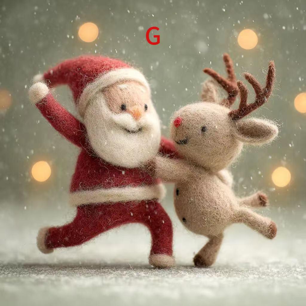 Handmade Needle Felted Santa and Reindeer – Cozy Holiday Gift Ornament for Home Winter Decoration-Perfect for Christmas Tree Ornament