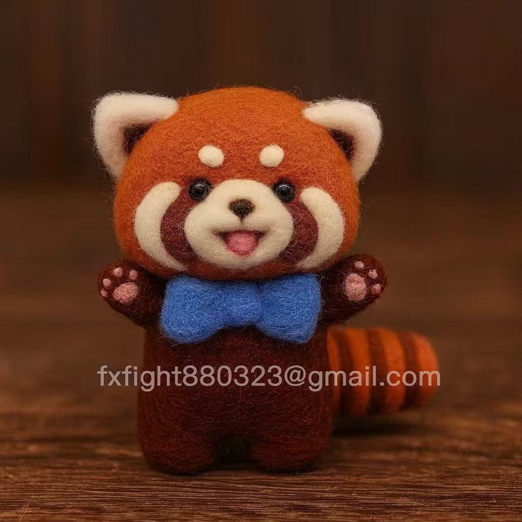 Needle Felted Red Panda: Handmade Wool Figurine, Collectible Decor