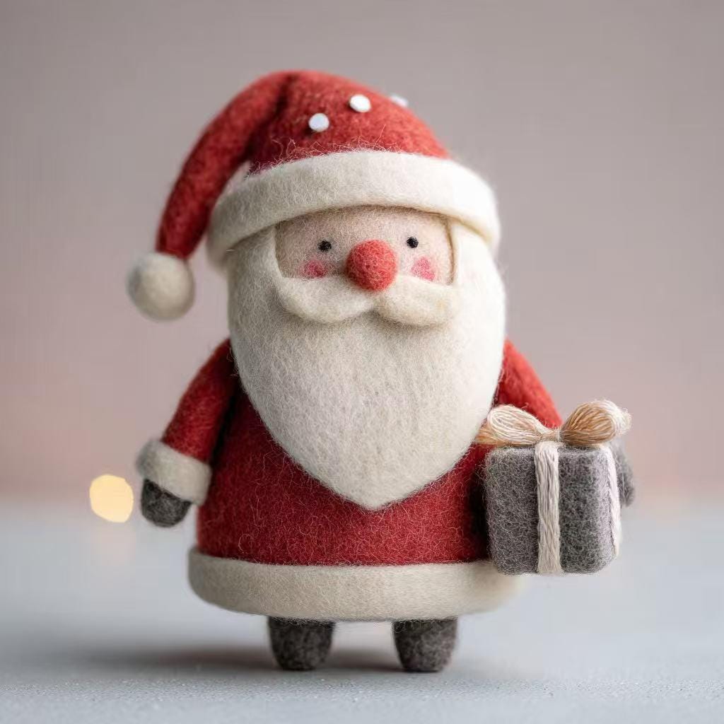 Handmade Needle Felted Santa Claus Ornament – Wool Felt Christmas Tree Hanging Decoration, Cozy Holiday Home Decor, Unique Winter Gift