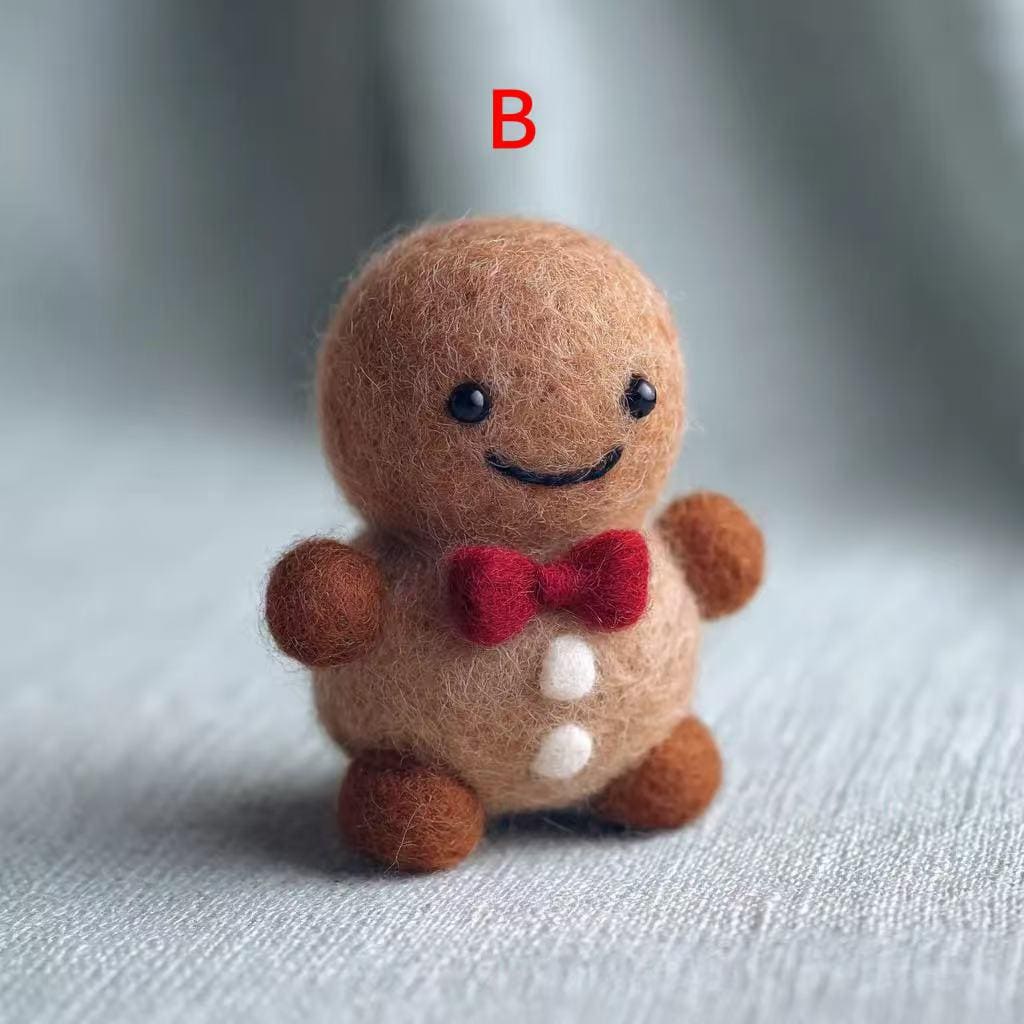 Handmade Needle Felted Gingerbread Man – Wool Felt Christmas Ornament with Candy Cane or Lollipop, Perfect for Christmas Tree Ornament