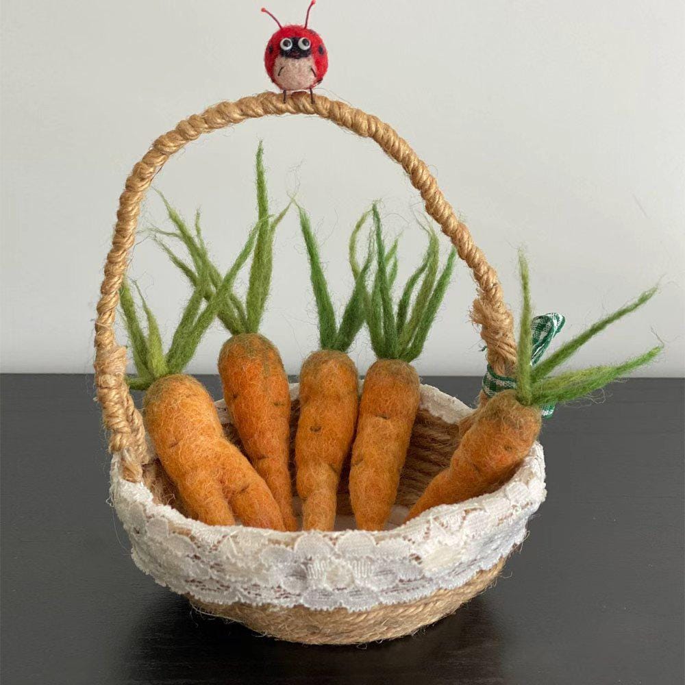Handmade Wool Felt Carrot: Farmhouse Kitchen Decor, Easter Gift