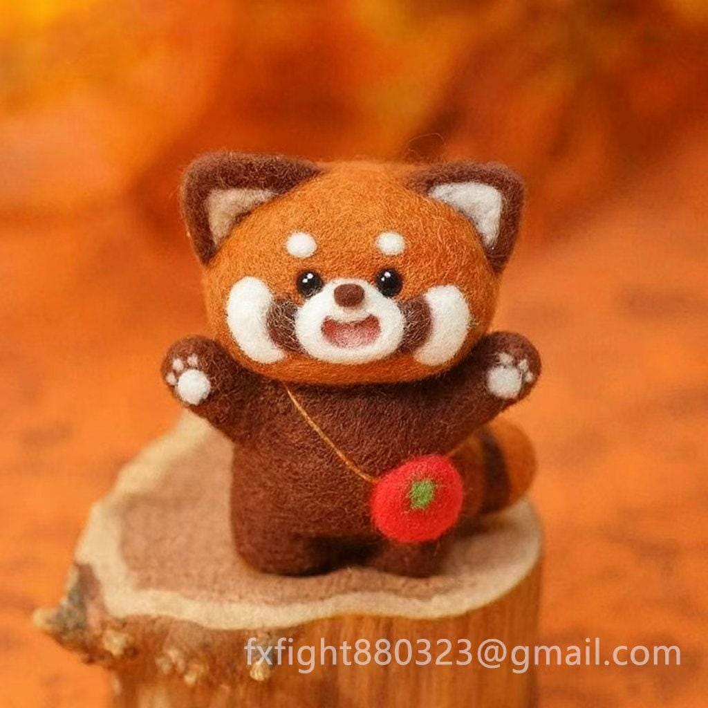Needle Felted Red Panda: Handmade Wool Figurine, Collectible Decor