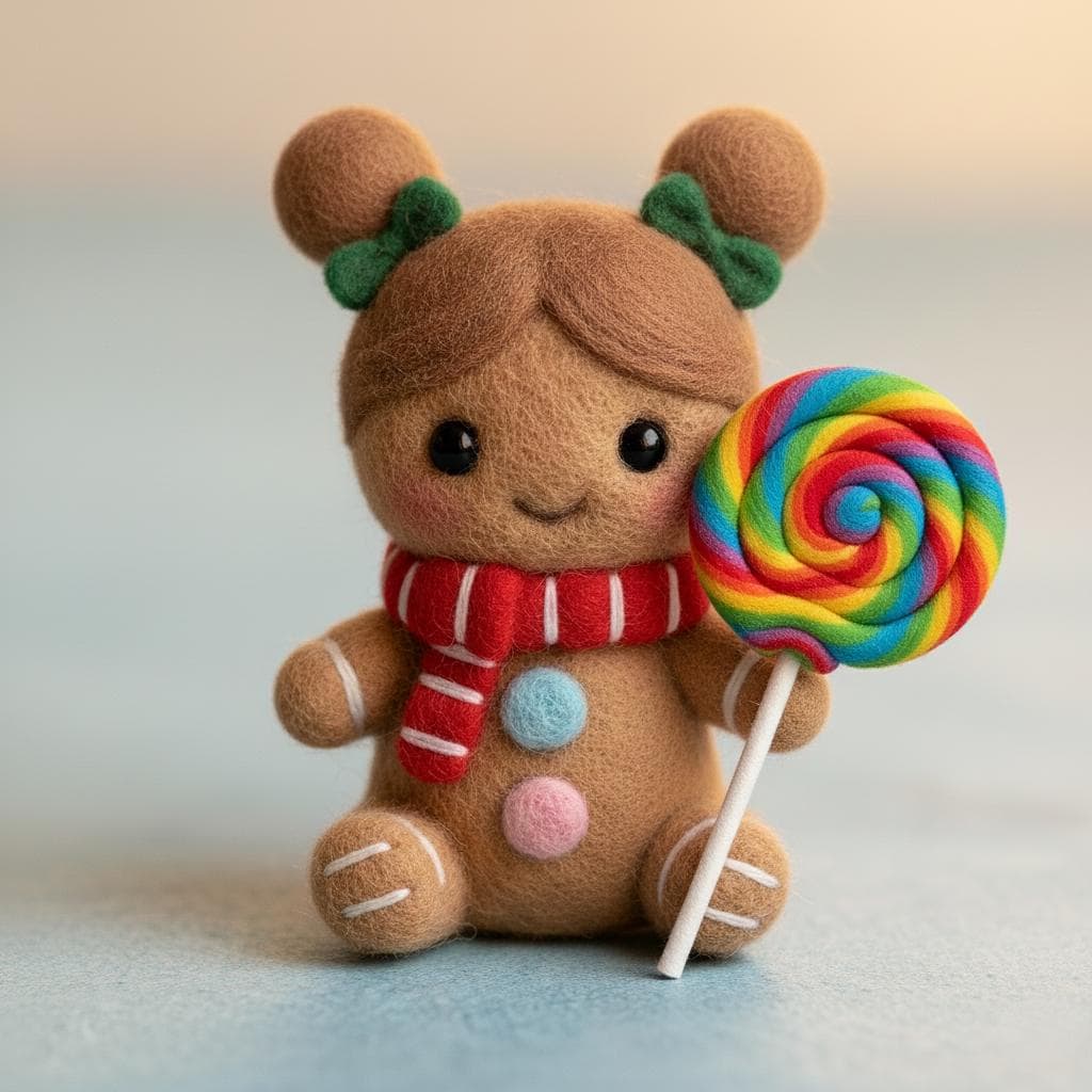 Handmade Needle Felted Gingerbread Family – Cute Wool Felt Christmas Ornaments, Winter Home Decor, Holiday Gift for Friends or Kids