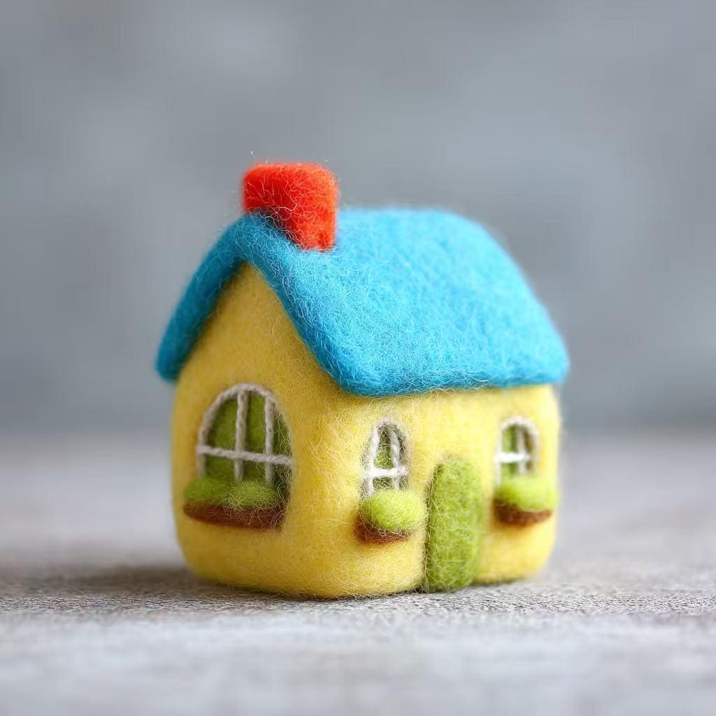 Wool Felt Christmas Village Ornament – Handmade Felt House Hanging Decor, Winter Cottage Tree Ornament, Cute Holiday Gift for Home Lovers