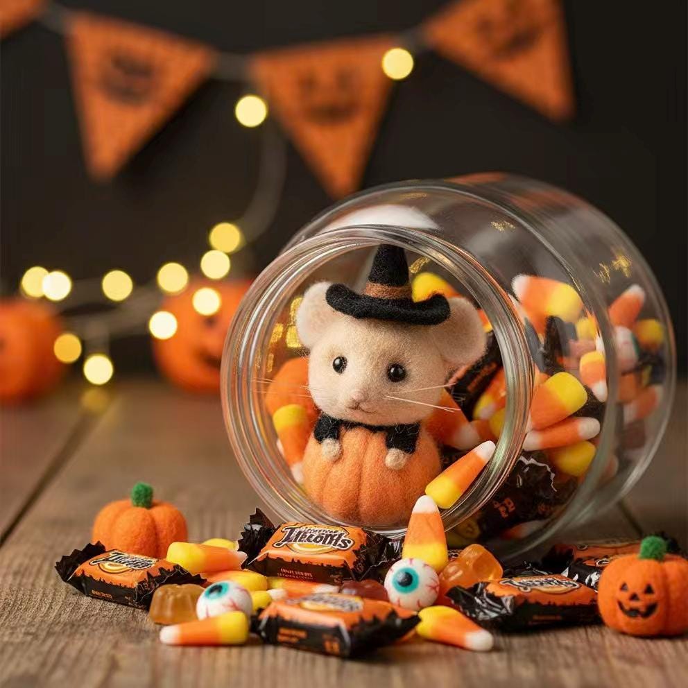 Felt Mouse Ornament Set – Handmade Wool Christmas Decor, Cute Winter Gift for Kids, Cozy Holiday Home Decoration