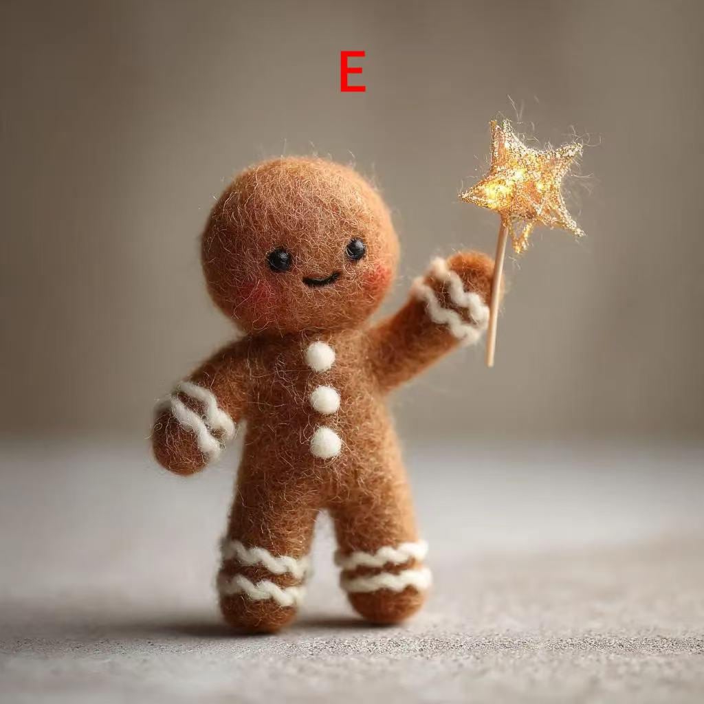 Handmade Needle Felted Gingerbread Man – Wool Felt Christmas Ornament with Candy Cane or Lollipop, Perfect for Christmas Tree Ornament