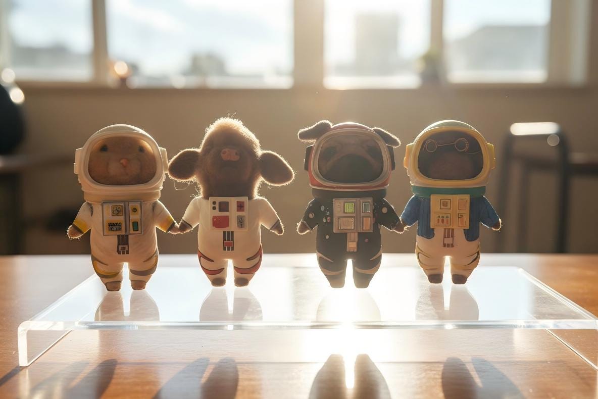 Needle Felted Pet Astronaut Sculpture: Custom Pet Portrait Keepsake