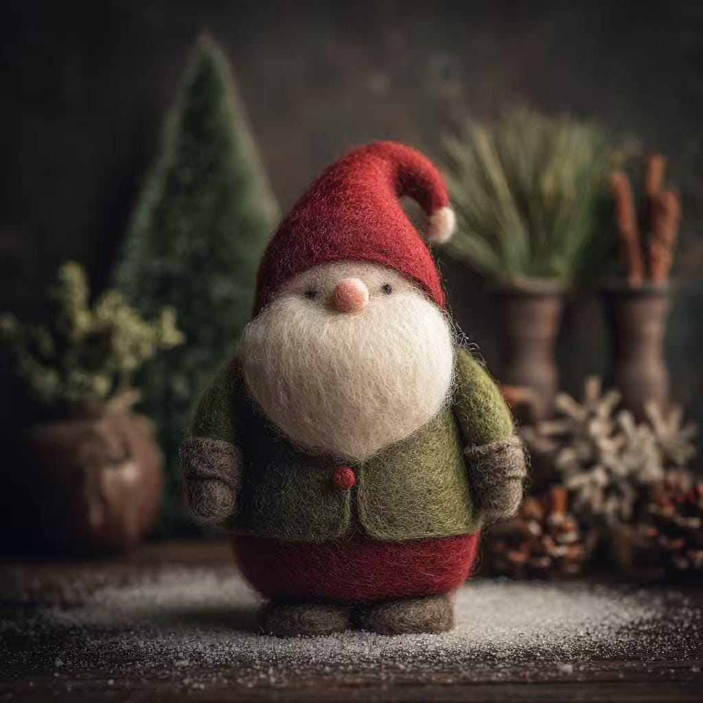 Handmade Needle Felted Santa Claus Ornament – Wool Felt Christmas Tree Hanging Decoration, Cozy Holiday Home Decor, Unique Winter Gift