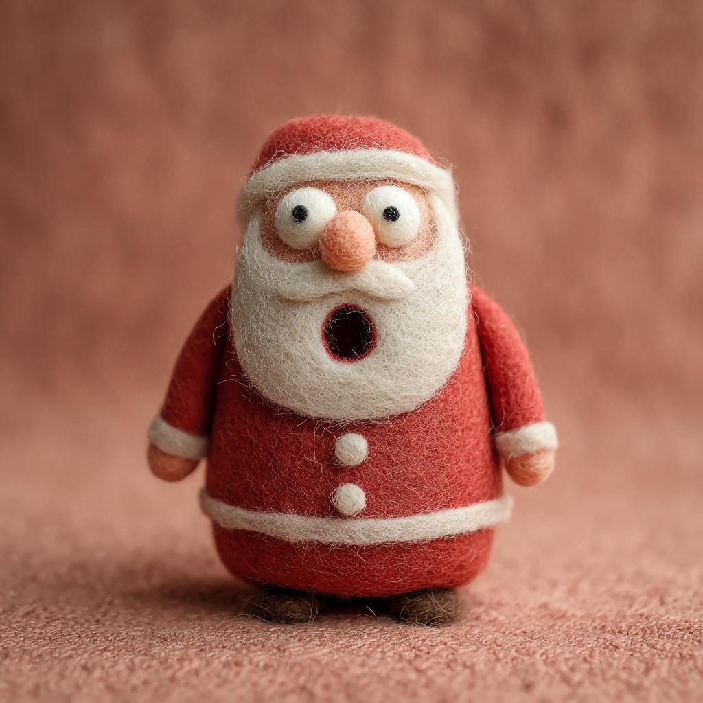 Handmade Needle Felted Santa Claus – 3 Inch Wool Christmas Ornament, Cute Holiday Decor, Mini Santa Gift for Christmas Tree or Home