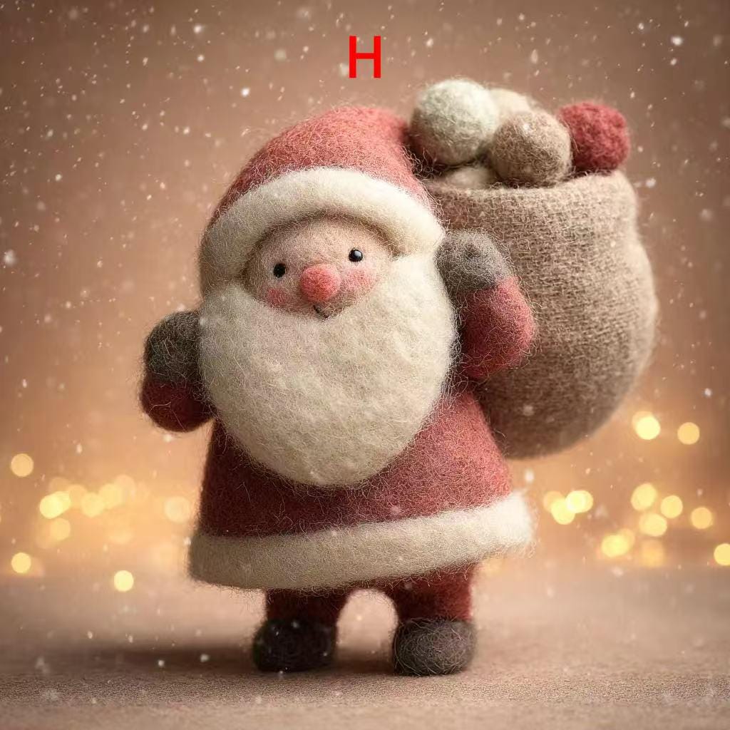 Handmade Needle Felted Santa and Reindeer – Cozy Holiday Gift Ornament for Home Winter Decoration-Perfect for Christmas Tree Ornament