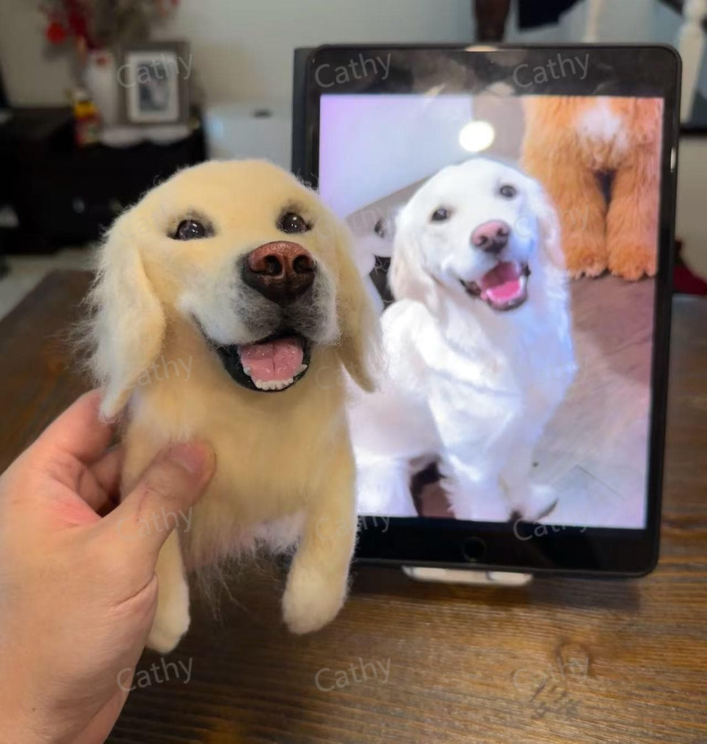 Golden Retriever Wall Art • 3D Pet Portrait in Ornate Frame • Custom Dog Lover Gift • Realistic Golden Retriever Home Decor