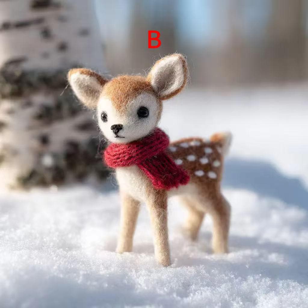Handmade Felt Deer Figurine – Cute Wool Felt Animal, Christmas Gift for Kids and Family，A Charming Handmade Christmas Tree Ornament Gift
