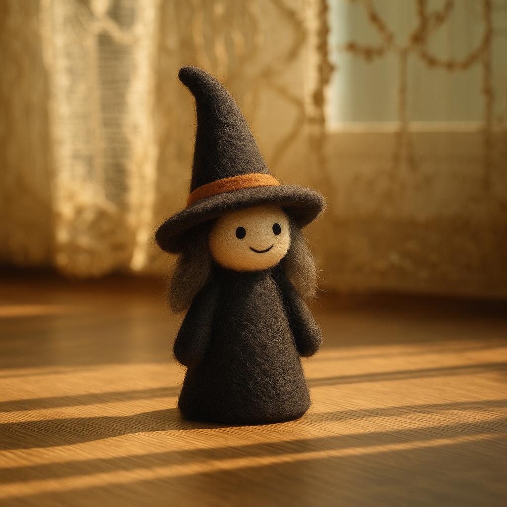 Needle Felted Halloween Scarecrow & Witch Dolls: Handmade Wool Figurines,Spooky Autumn Decor, Holiday Gift Idea
