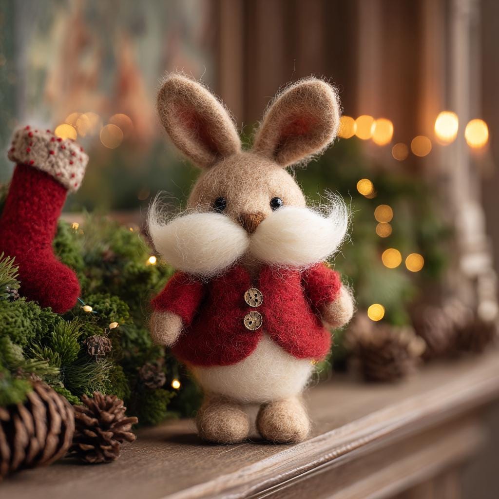 Handmade Wool Felt Penguin – Cozy Christmas Friends, Bear, Bunny & Snowman Figurines, Perfect as a Christmas Tree Ornament Gift