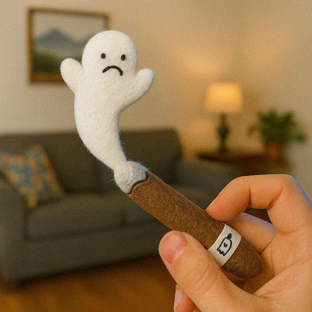 Handmade Needle Felted Halloween Cat Pumpkin Ghost – Wool Felt Black Cat Plush – Cute Spooky Fall Home Decor – Trick or Treat Gift