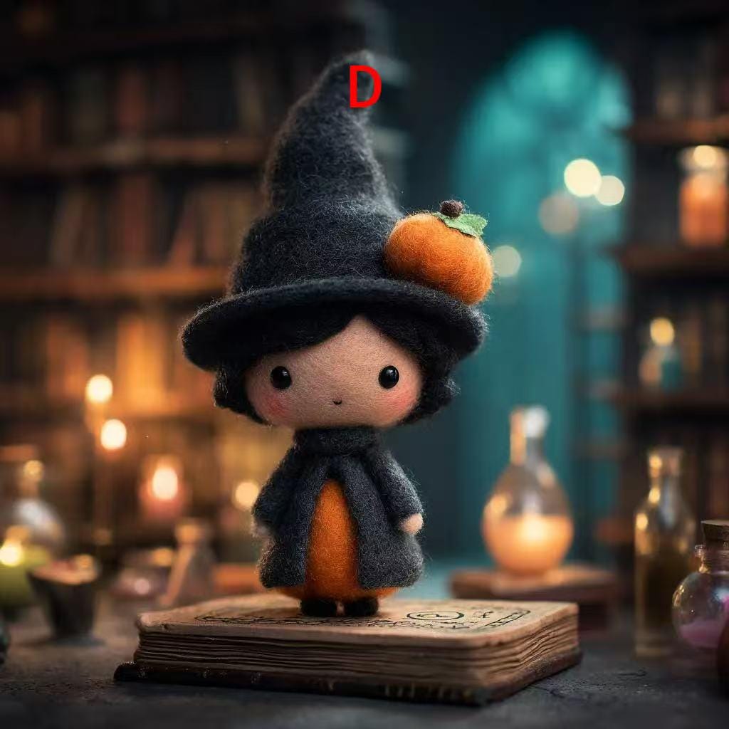 Pumpkin Spell Companions – Handmade Wool Felt Witch & Mouse Figurines, Cute Halloween Pumpkin Decor, Cozy Spooky Fall Gift Set