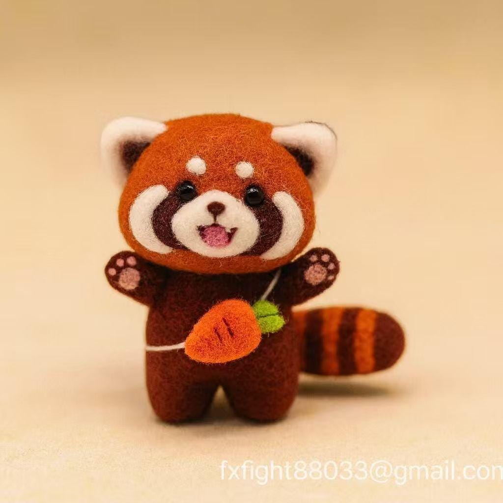 Needle Felted Red Panda: Handmade Wool Figurine, Collectible Decor
