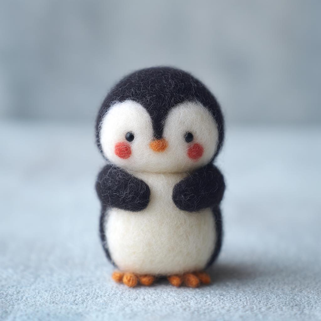 Handmade Wool Felt Penguin – Cute Needle Felted Penguin with Candy Cane, Christmas Winter Decoration, Adorable Holiday Gift