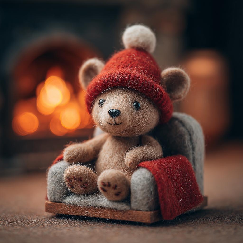 Handmade Wool Felt Penguin – Cozy Christmas Friends, Bear, Bunny & Snowman Figurines, Perfect as a Christmas Tree Ornament Gift