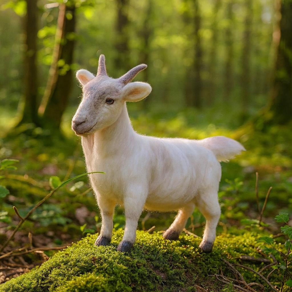 Handmade Wool Felt Goat – Waldorf Inspired Toy, Nature Play Gift,Needle Felted Goat Figurine – Montessori & Waldorf Farm Animal Toy