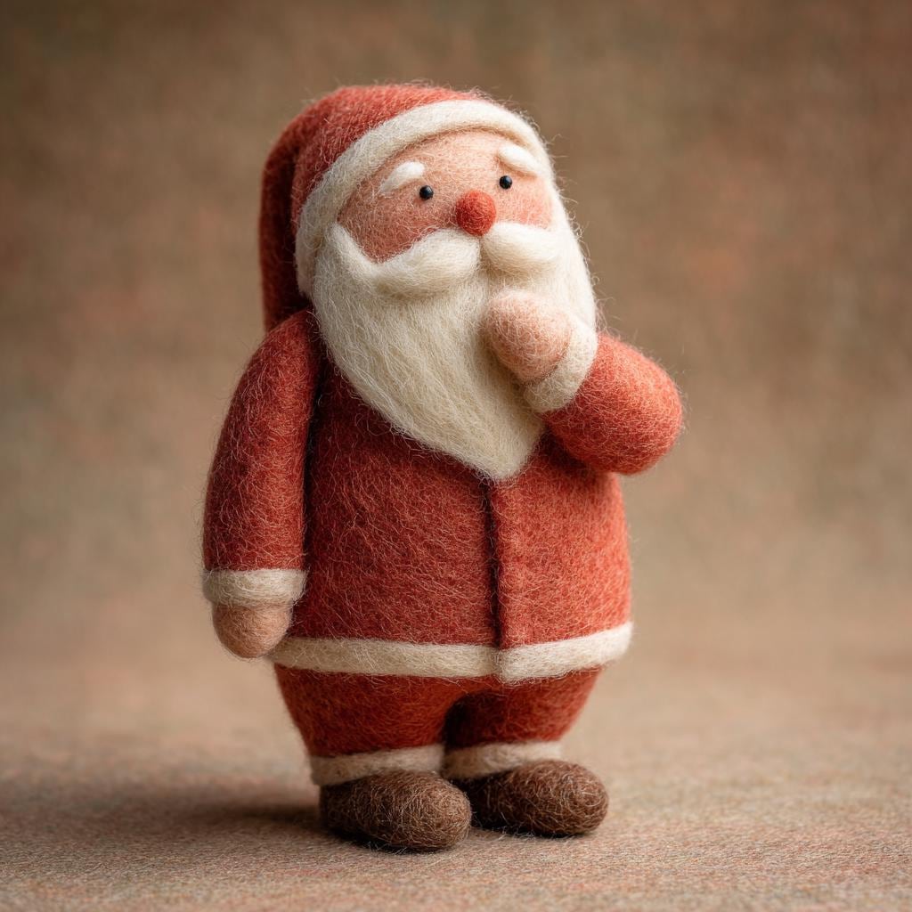 Handmade Needle Felted Santa Claus – 3 Inch Wool Christmas Ornament, Cute Holiday Decor, Mini Santa Gift for Christmas Tree or Home