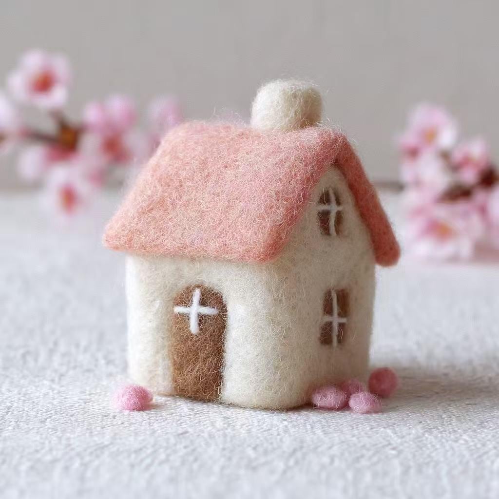 Wool Felt Christmas Village Ornament – Handmade Felt House Hanging Decor, Winter Cottage Tree Ornament, Cute Holiday Gift for Home Lovers