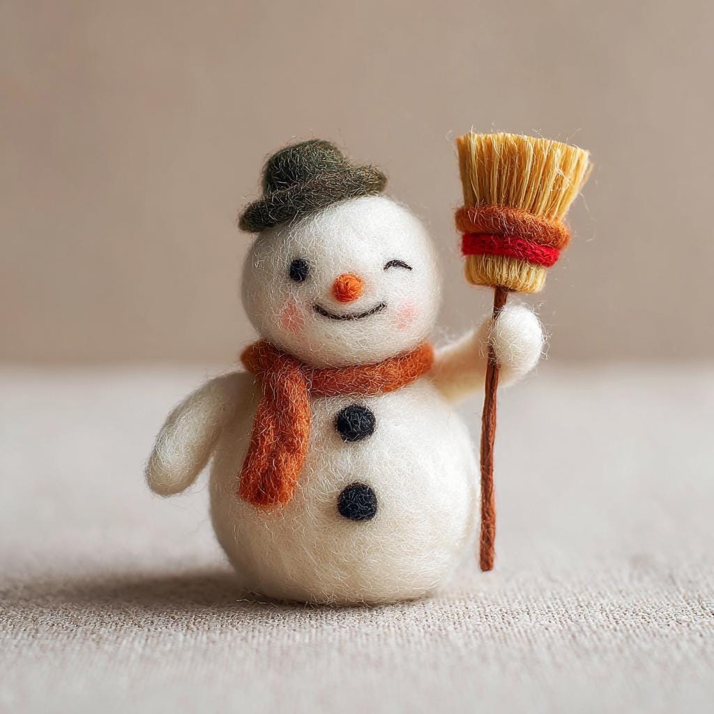 Adorable Wool Felt Snowman with Star – Handmade Christmas Decoration, Cute Winter Ornament, Cozy Felted Holiday Figurine
