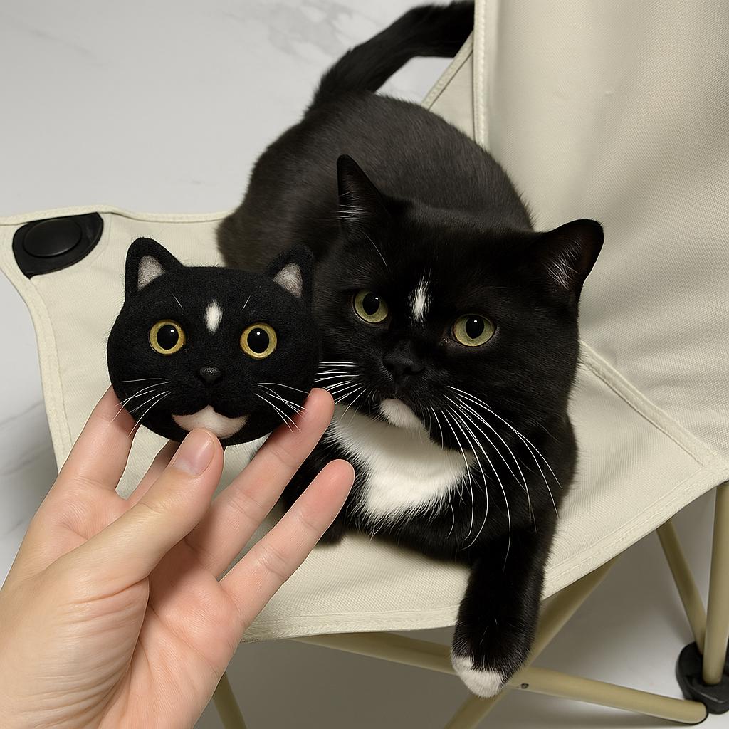 Custom Pet Needle Felting Kit: DIY Wool Dog Cat Portrait with Glass Eyes