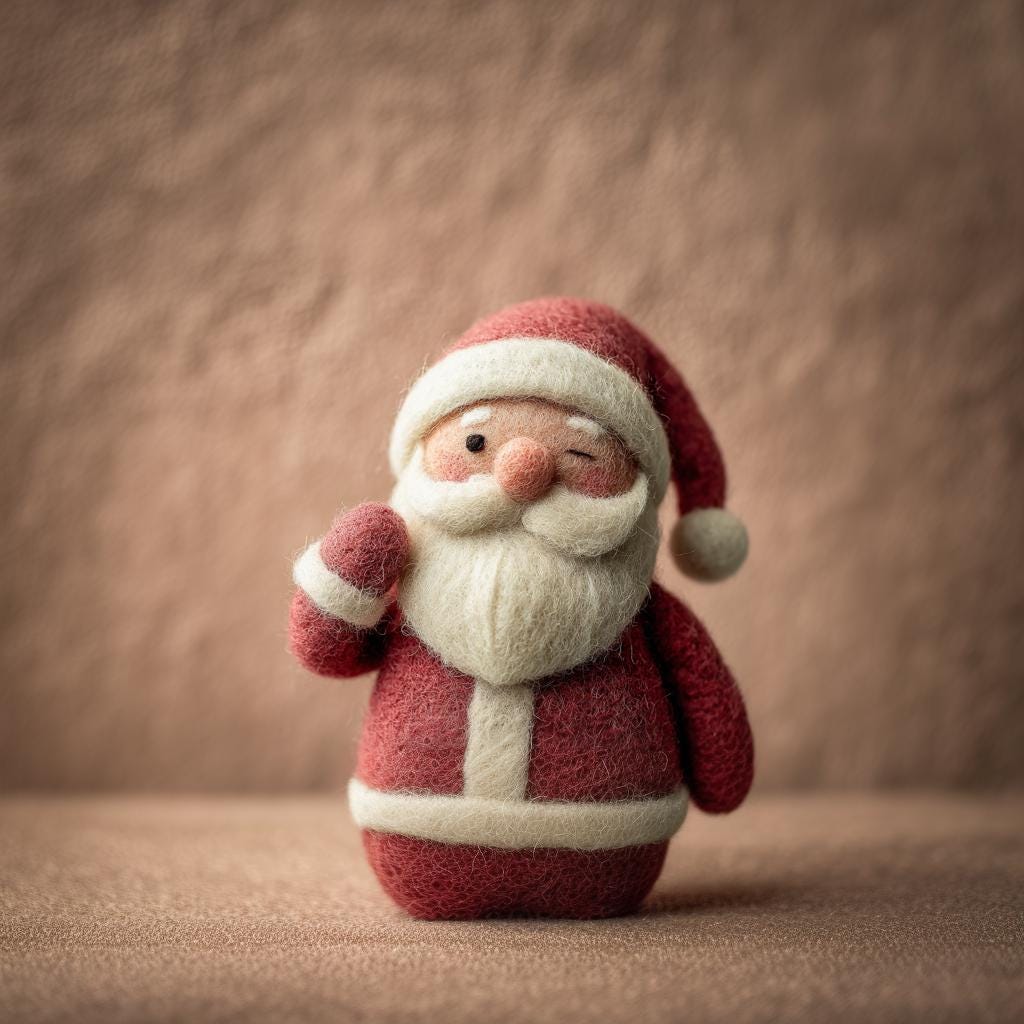 Handmade Needle Felted Santa Claus – 3 Inch Wool Christmas Ornament, Cute Holiday Decor, Mini Santa Gift for Christmas Tree or Home